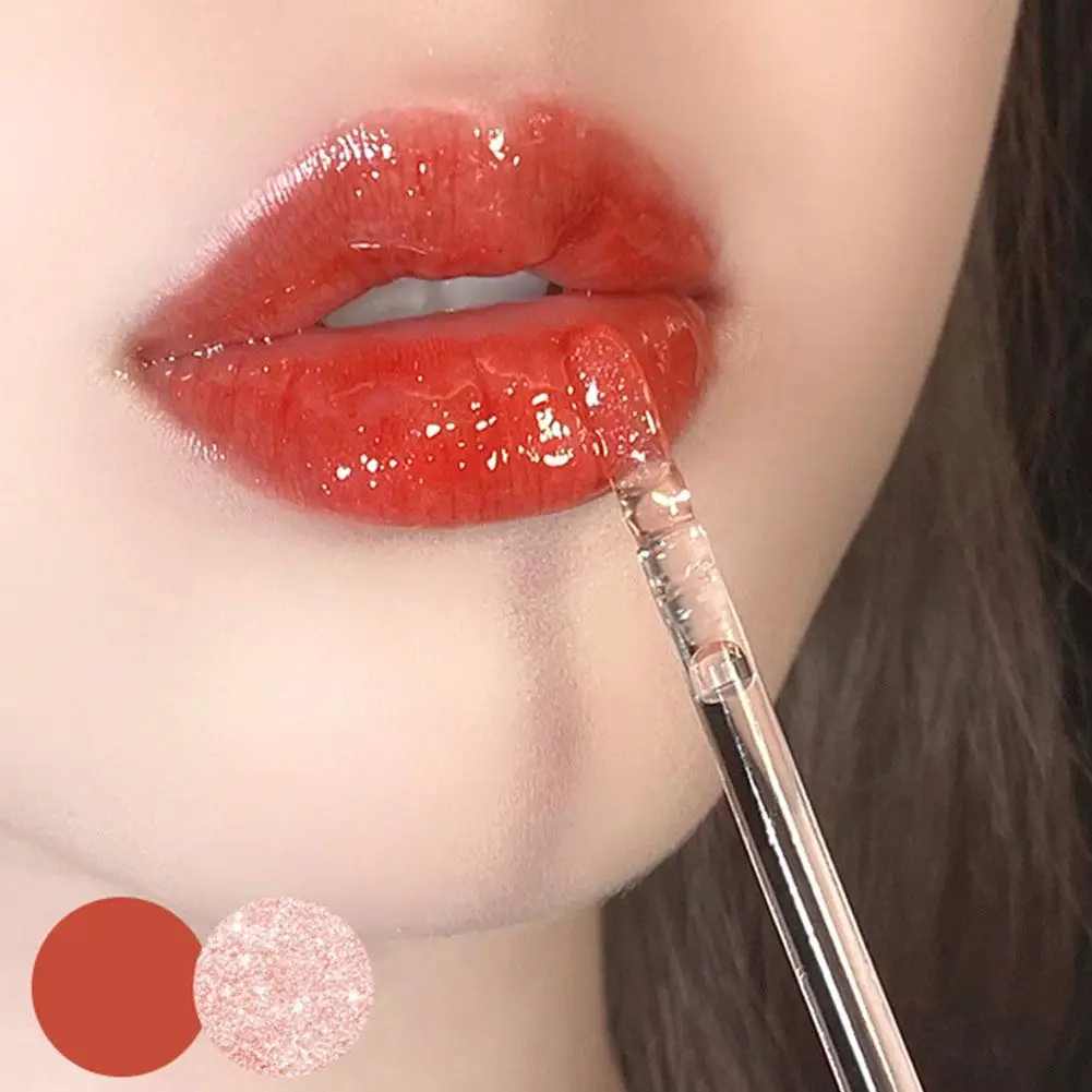 Crystal Glossy Lip Glaze Mirror Lip Gloss Waterproof trasparente Nude Liquid Lipstick Lip Girls Makeup trucco coreano