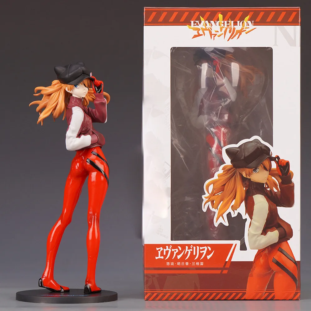 24CM Anime Evangelion Asuka Langley Soryu Cat Ear Hat Shin Gekijouban Q Souryuu Asuka Langley Ver Model Toy Gift Action Figure