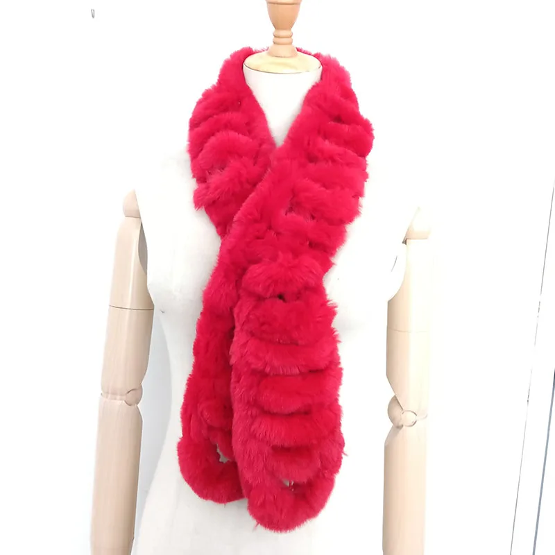 

Women Winter Rex Rabbit Fur Scarf Fashion Warm Female Long Genuine Rabbit Fur Scarves Ladies Neck Warmer