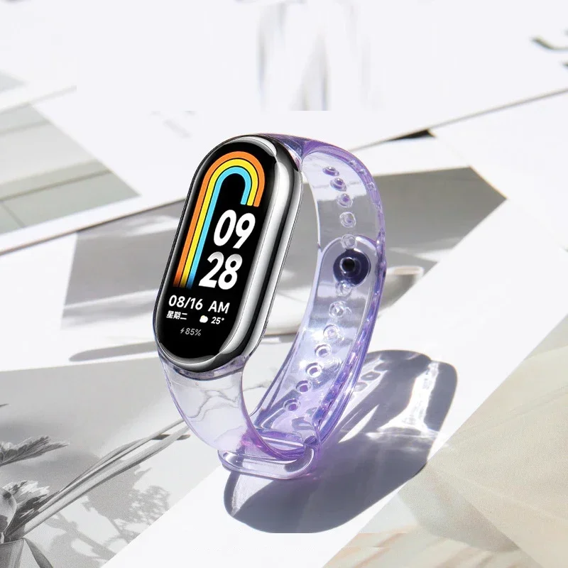 Silicone Strap For Xiaomi Mi Band 9 Transparent Color Chang Watchband For Mi band 8 9 Discoloration Replacement Bracelet