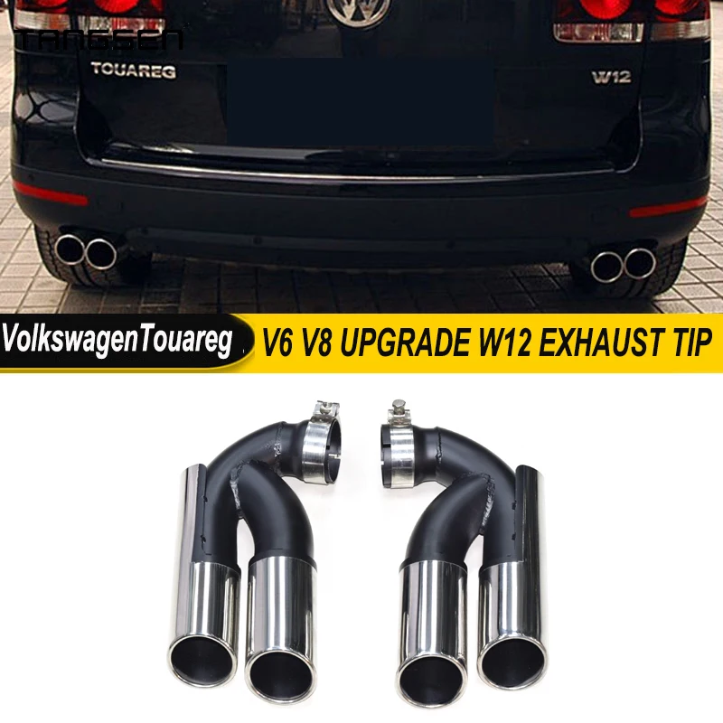 For Volkswagen Touareg V6 V8 Upgrade W12 Quad Exhaust Tip Stainless Steel Exhaust System Car Exhaust Pipe Muffler Tip Tailpipe