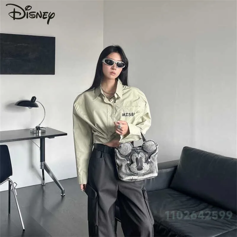 Mickey Nieuwe Denim Handtas, Modieuze En Hoogwaardige Pop Crossbody Tas Cartoon Veelzijdige Heren Multifunctionele Opbergtas