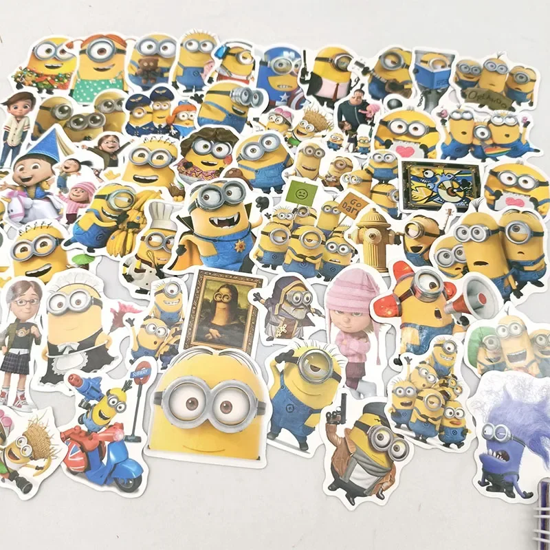 

60pcs Minions Sticker Anime Minions Sticker Decals Cartoon Decorate Luggage Bin book desk Stickers Toys Gifts KIds Like gifts