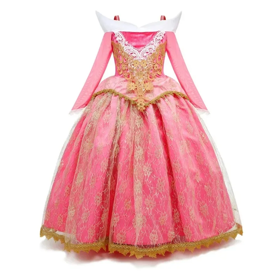 Girls Sleeping Beauty Aurora Princess Halloween Cosplay Dress Off Shoulder Kids Gift Carnival Party Fancy Princess Clothing