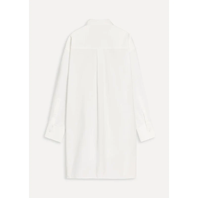 Été nouveau femmes coton plissé décoration Sport série longue Sve col rabattu soie irt coupe ample trajet Sle
