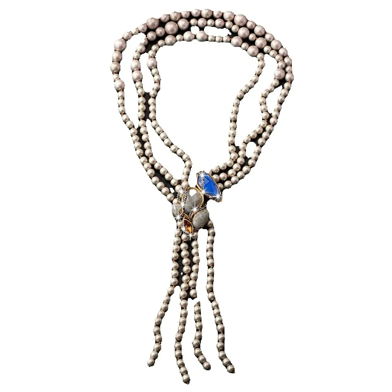 Devil original design pearl full of diamond copper gold plated two-color large gem natural stone necklace