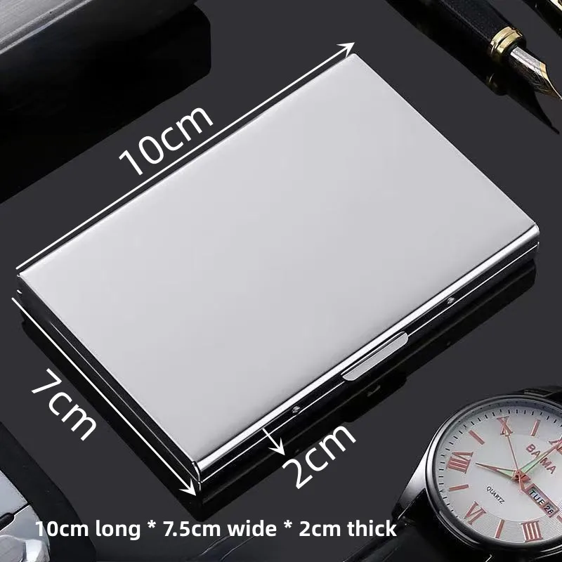 10 Slots Edelstahl Kreditkarte Halter Männer Slim Anti RFID Reise ID Karteninhaber Debit Box Frauen Brieftasche Metall Fall Porte Carte – Detail 1