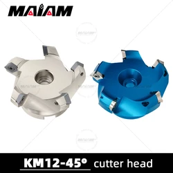 SE KM Milling Cutters Tool 45° KM12 50 22 63 27 Plane chamfering cutter head aluminum alloy milling cutter head SEHT1204 insert