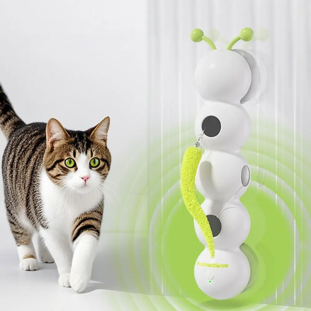 

USB Rechargeable Cat Caterpillar Toy Intelligent Sensing Suction Cup Cat Teasing Stick with Tail Automatic Interactive Cat Toy