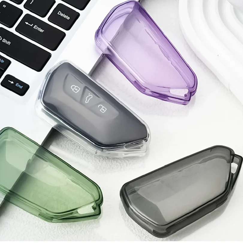 For VW Volkswagen Golf 8  ID.3 ID.4 Skoda Octavia A8 MK4 MK8 2022 2021 GTI R TPU Transparent Car Key Fob Case Cover Accessories