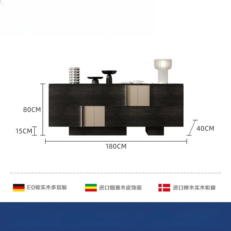 Italian light luxury dining side cabinet integrated wall storage cabinet modern simple designer solid wood porch cabinet 6