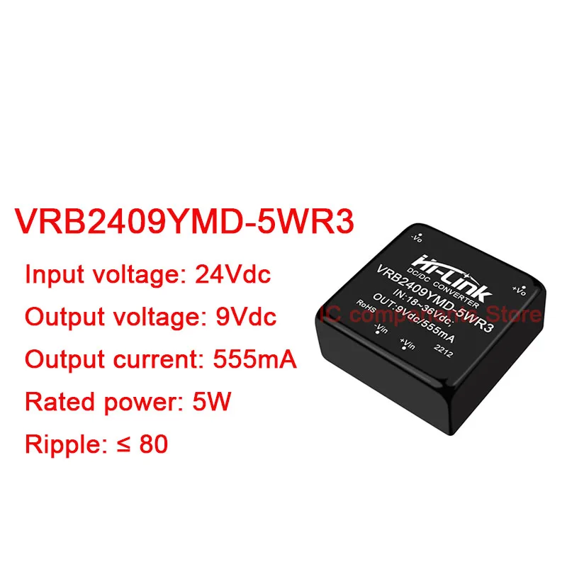 5W DCDC Isolated Converter 24V to 3/5/9/12/15/24V Switching Power Supply Module VRB21205YMD-5WR3 VRB2405YMD-10WR3