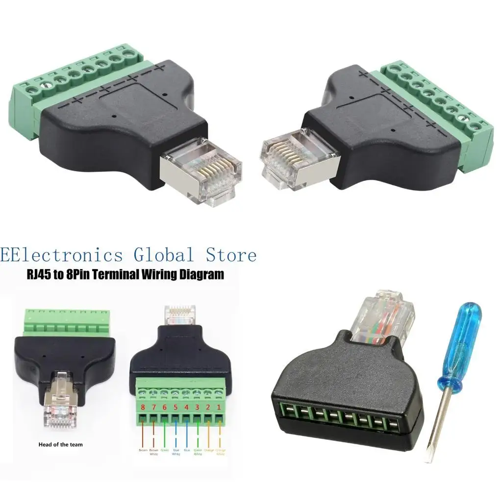 462B Small Size RJ45 To 8Pin Terminals Connectors Adapter For Camera Systems