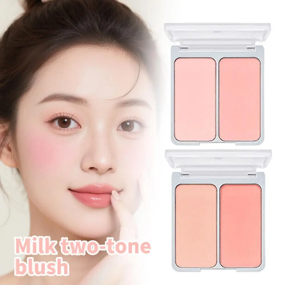 Milk Two-tone Blush Natural Non-fading Non-blurring Double-color Blush Finely Textured Moisturizing Gradient Blush Makeup