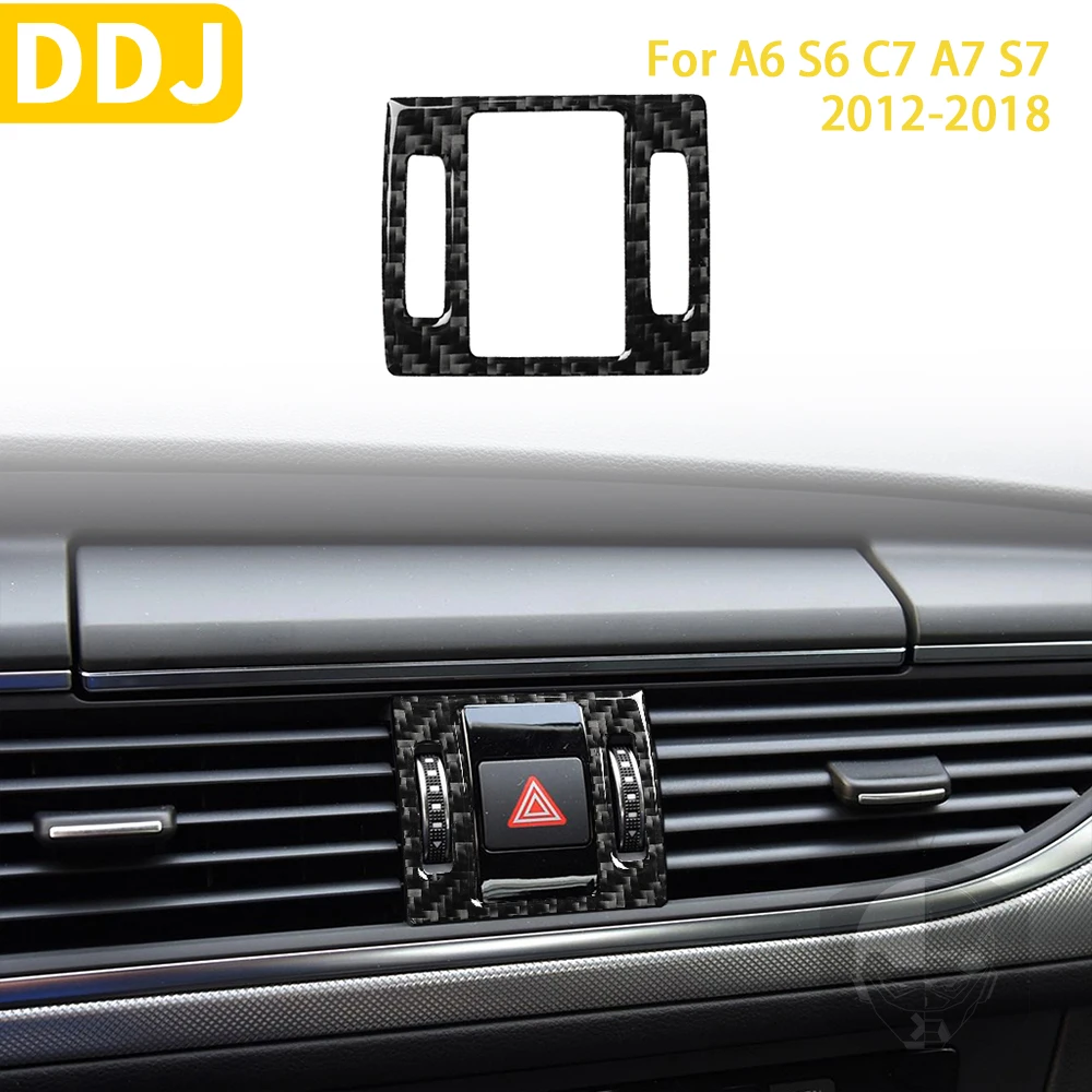 For Audi A6 S6 C7 A7 S7 2012-2018 Real Carbon Fiber Interior Modified Accessories Caution Light Frame Trim Sticker