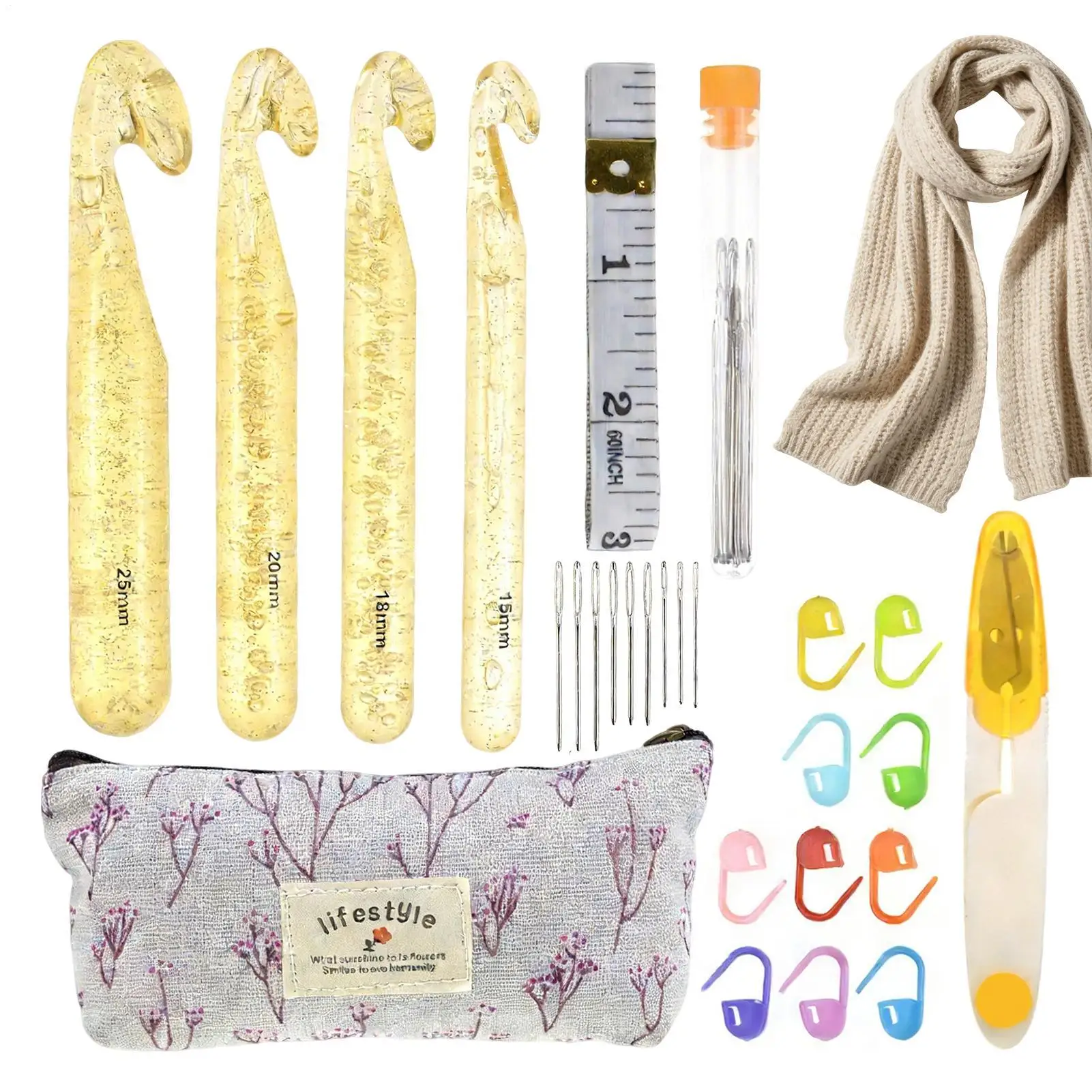 

Набор для вязания: 4 шт. крючков для вязания, набор крючков для вязания с пайетками и кристаллами, инструменты для рукоделия для начинающих и взрослых.