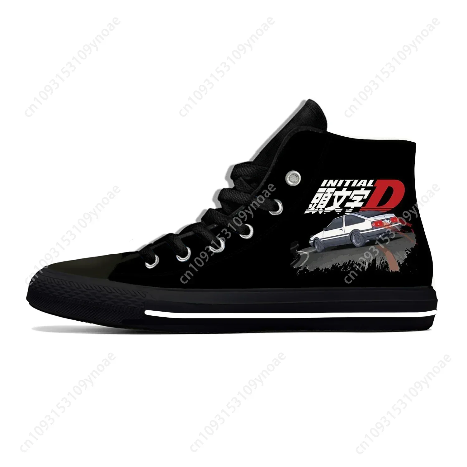 Japanese Anime Initial D High Top Sneakers Mens Womens Teenager High Quality Canvas Sneaker Casual Couple Shoes Custom Shoe