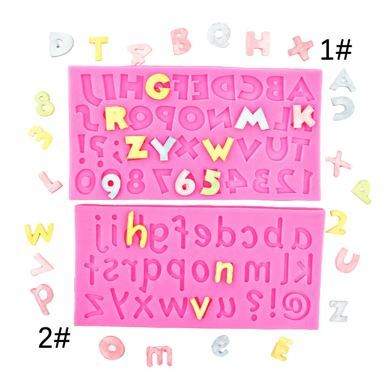 26 English Uppercase and Lowercase Alphanumeric Silicone Mold Fondant Chocolate Cake Decoration Mould 17-225