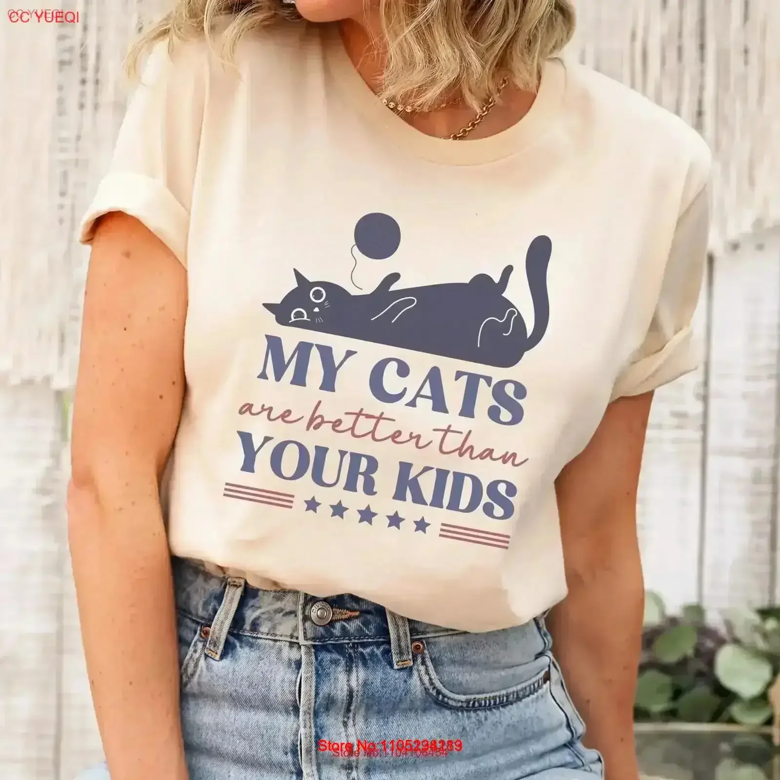 Funny Childless Cat Ladies T Shirt My Cats are Better than Your Kids 2024 Election Vote Blue Miserable Lady Kamala vintage