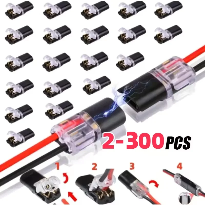 2-300pcs Waterproof 2 Pin Electrical Connector Plug, Automotive Car Truck Motorcycle Wire Cable Terminal Strip Connector Kit