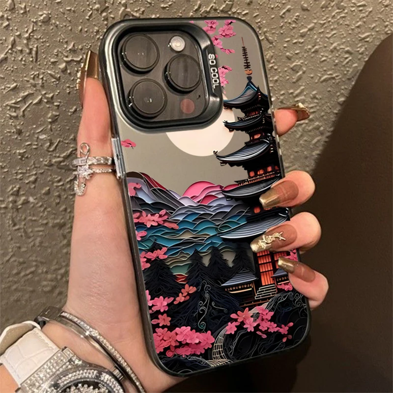 Japanese Scenery House Painted Phone Case For iPhone 17 16 13 12 11 Pro Max 17 Air 15 14 Plus 8 Plus X XS Max XR Bumper Covers
