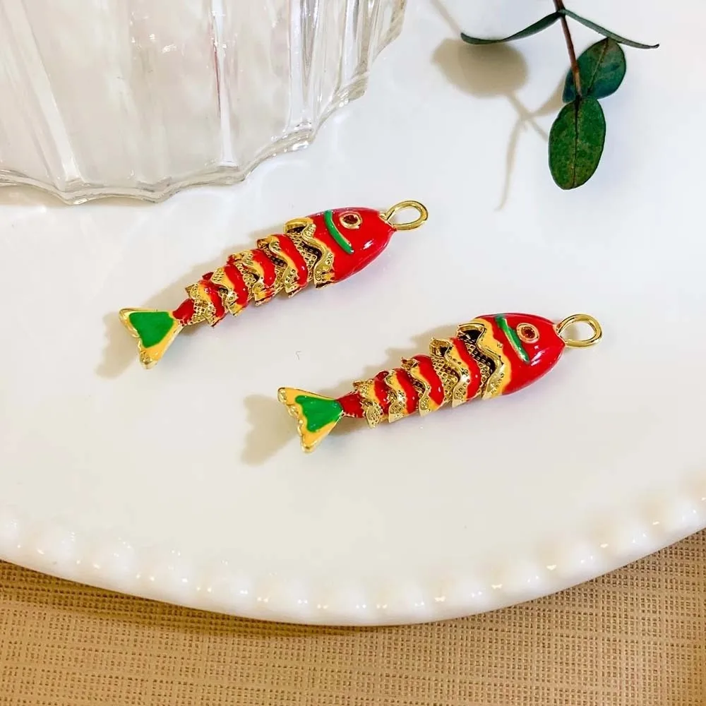 Carp Plated Enamel Fish Charms 3D Jewelry Accessories Movable Mini Metal Fish DIY Pendants Creative Drip Oil Fish Men