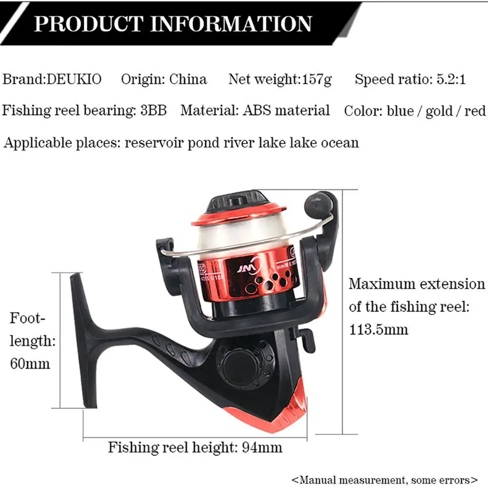 2023 1PCS Folding Spinning Fishing Reel With 100m Fishing Line 5.1:1 Gear Ratio Portable Ultralight Fishing Reel