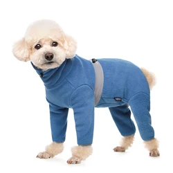 Fleece Closed Belly Dog Clothes Winter Dog Jumpsuit For Small Dogs Male Female 4 Legged Dog Coat Reflective Dog Recovery Suit