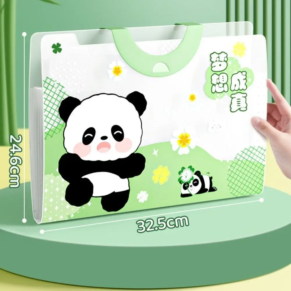 Cute Panda A4 File Bag File Folder Chinese Style 5/8/12 Layers Student Homework Orginizer with Index Stickers Waterproof