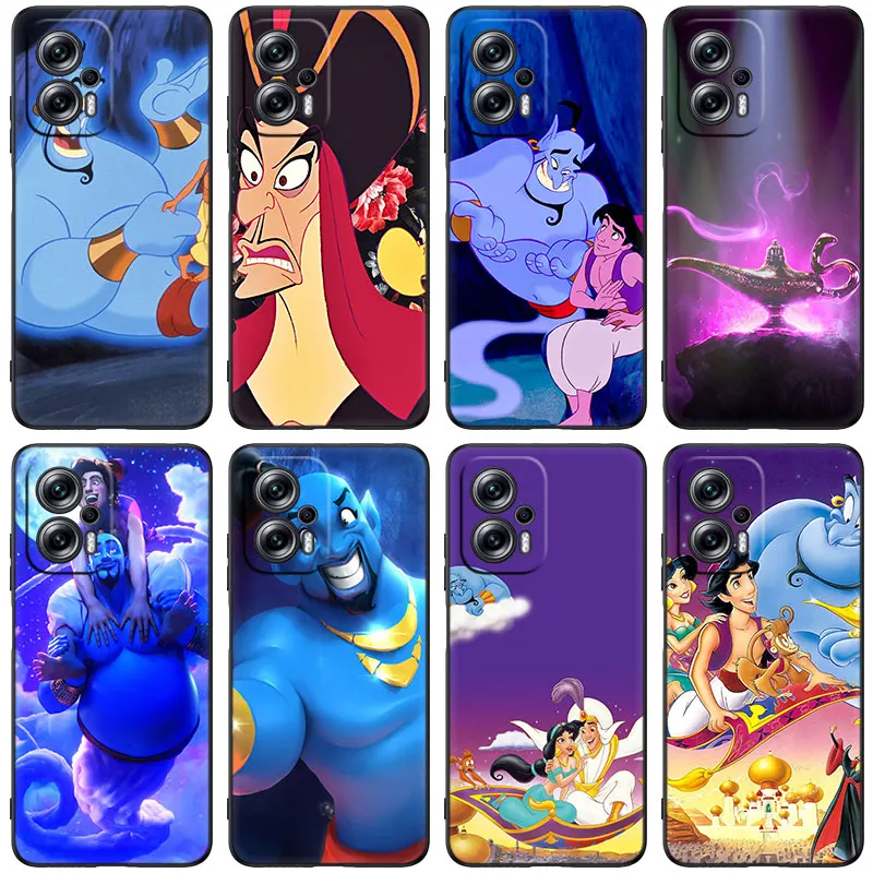 Genie Jafar Aladdin Black Phone Case For Xiaomi Mi POCO X4 X3 NFC X2 F4 F3 GT 5G C3 C31 C40 F1 M5 M5S M4 M3 M2 F2 Pro Cover