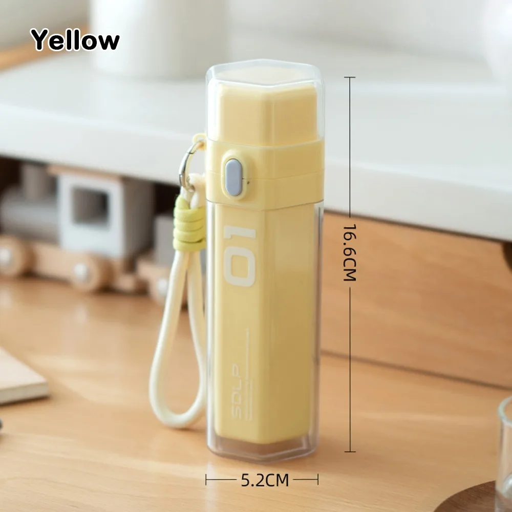 

Plastic Capsule Pencil Box Storage Box Button Type Pen Holder Multi-functional With Lanyard Stationery Organizer for Students