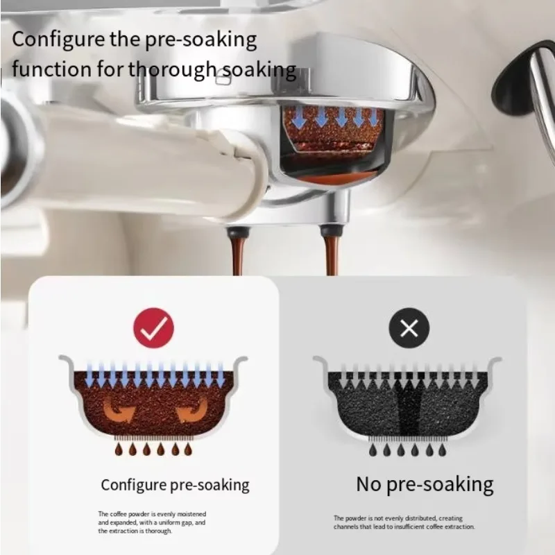 Cross-border Foreign Trade Italian Semi-automatic Dual Voltage Temperature Control Steam Grinding Coffee Machine Stainless Steel