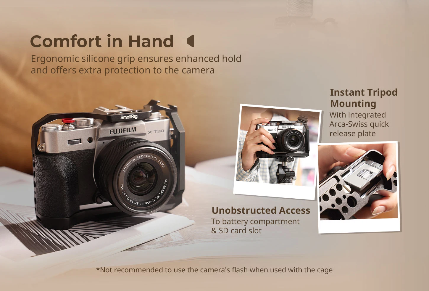 SmallRig X-T30 II L-förmige Montageplatte mit Silikongriff für FUJIFILM X-T30 / X-T30 II / X-T30 III, mit Verschlussknopfkappe 5664 – Detail 17