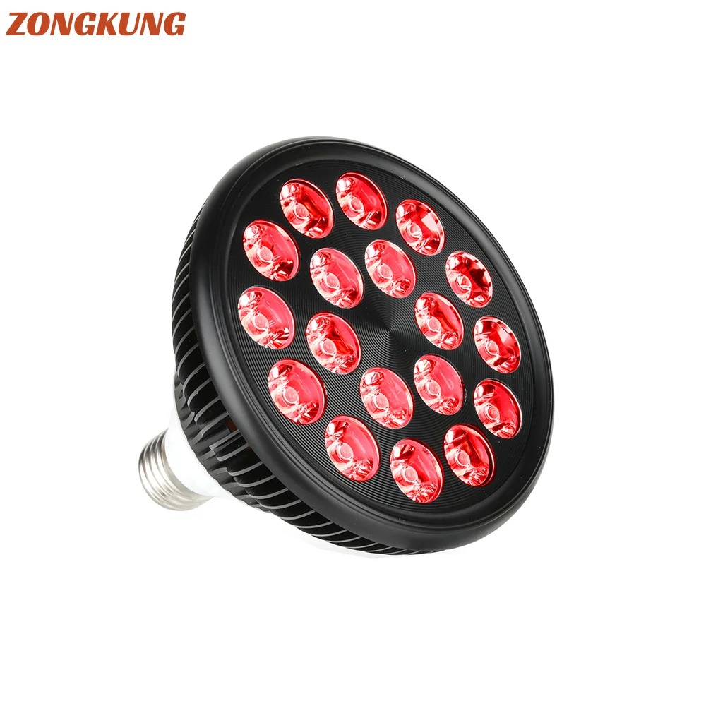 Nueva bombilla de terapia de luz LED roja E26/E27 54W de doble Chip 18 Uds LEDS 660nm y 850nm bombilla de luz infrarroja para el cuidado de la piel y el alivio del dolor