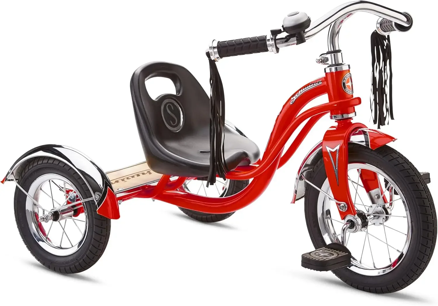 Kids Classic Tricycle, Low Positioned Steel Trike Frame w/ Bell &  Handlebar Tassels,for Boys & Girls Ages 2-4 Year Old, Red