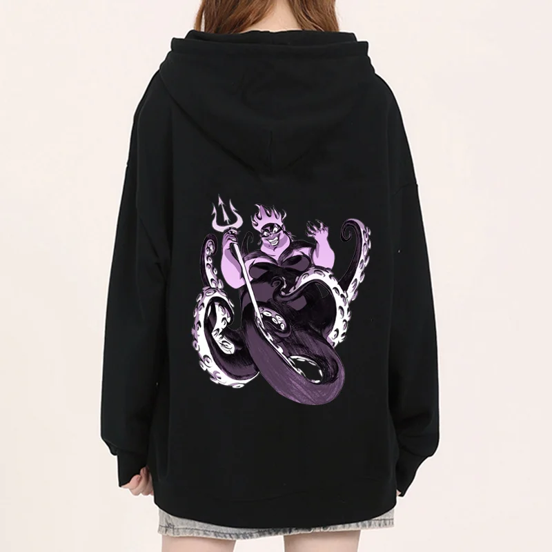 Popular Disney The Little Mermaid Ursula print hooded men\'s and women\'s hoodies couple casual sports street hoodies