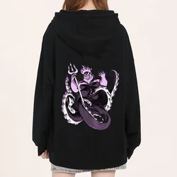 Popular Disney The Little Mermaid Ursula print hooded men's and women's hoodies couple casual sports street hoodies