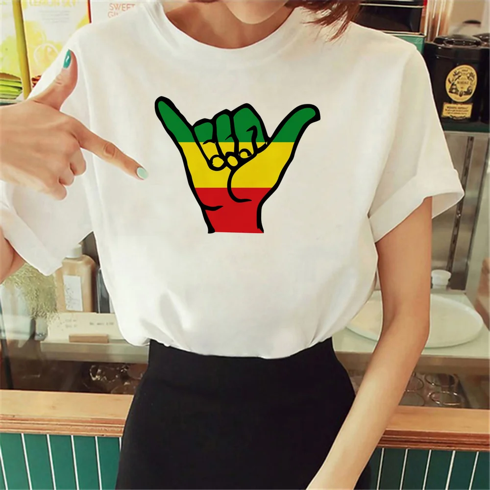 

Reggae t shirt women designer comic graphic Tee female Japanese clothes