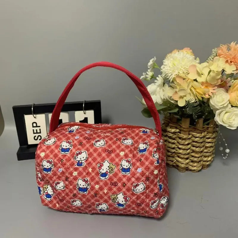 

Kawaii Hello Kitty Handbag Printed Cartoon Women Accessories Girl Gift Large Capacity Travel Cosmetics Toy Storage Bag Wholesale