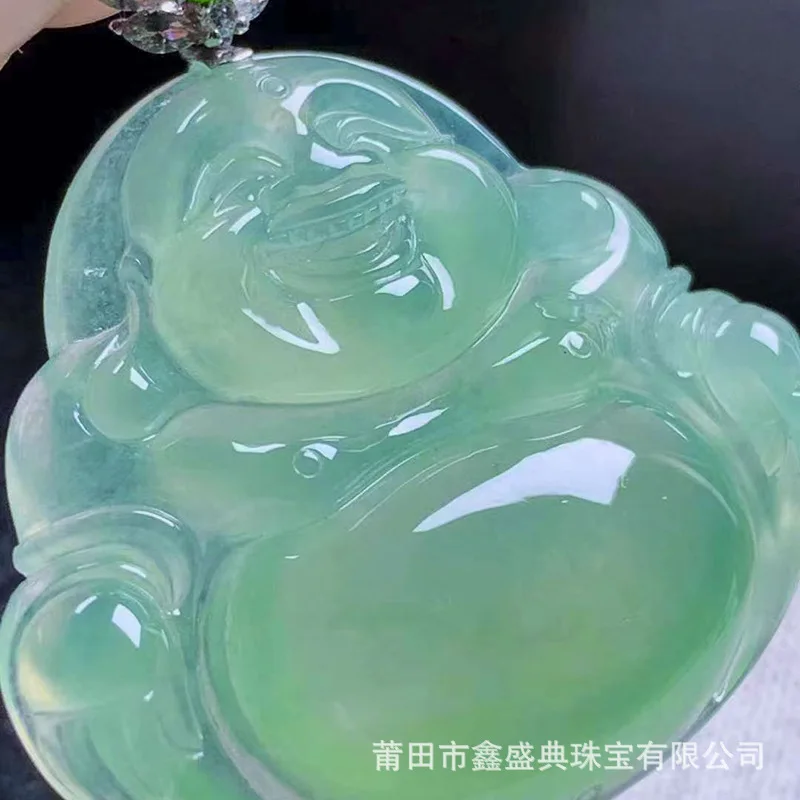 Live Broadcast Supply Wholesale Myanmar Natural Emerald Pendant a Goods 18K Gao Bingqing Buddha Jade Jewelry with Certificate