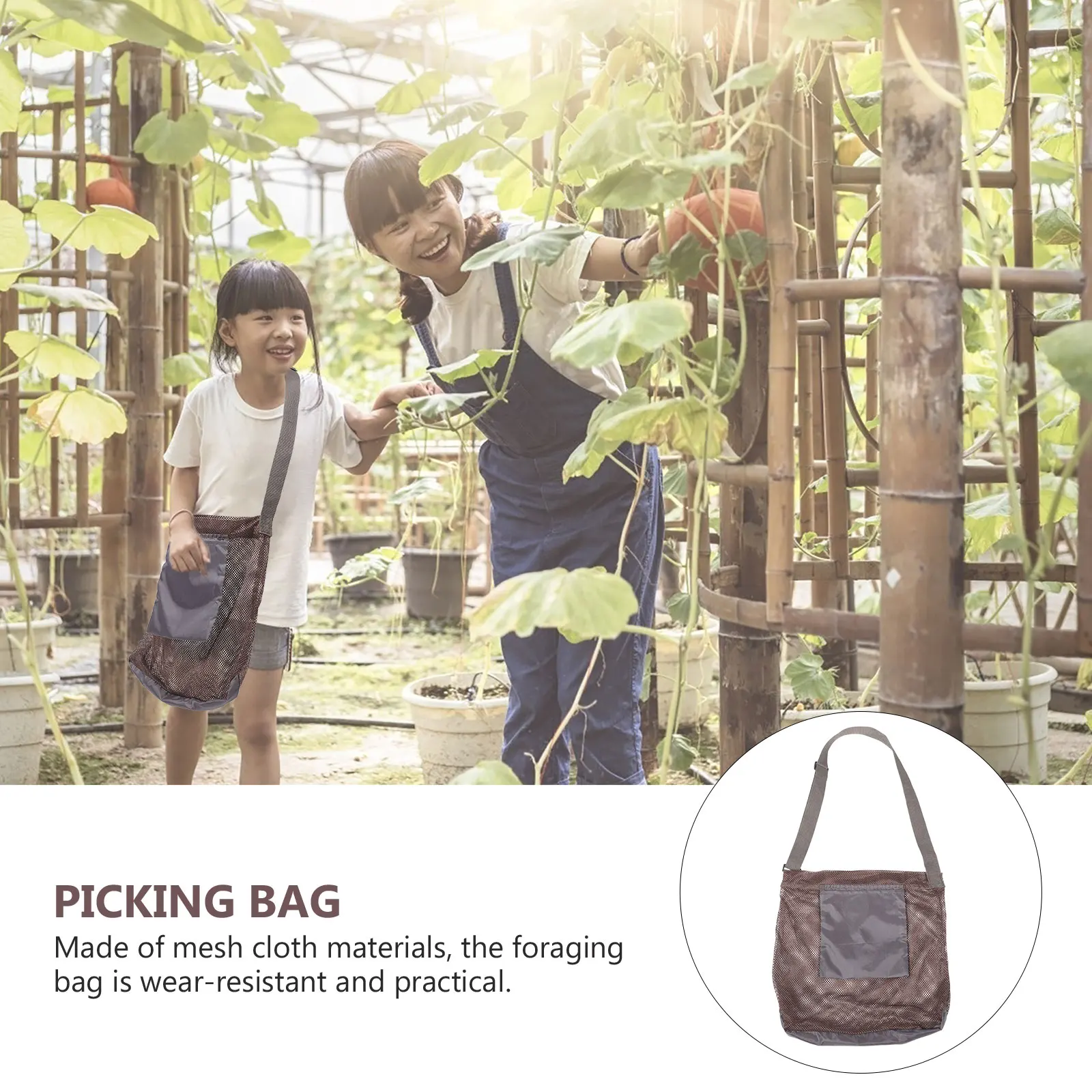 

Mushroom Picking Bag Large Capacity Mesh Cloth Shoulder Crossbody Outdoor Foraging Garden Supplies Foldable Fruit Storage Bag