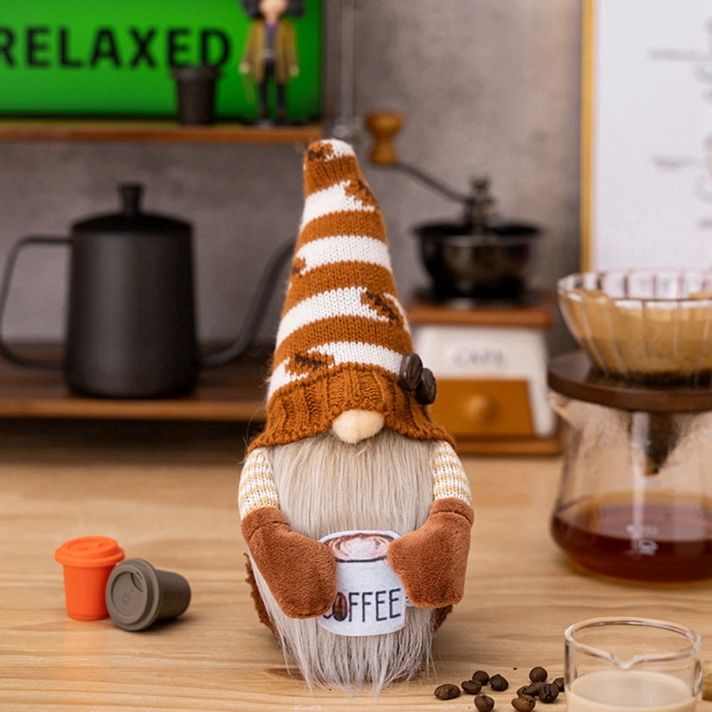 Coffee Chef Gnome Plush Gnome Faceless Dolls Ornament Decor Craft for Home Kitchen Coffee Bar Christmas New Party Decorations