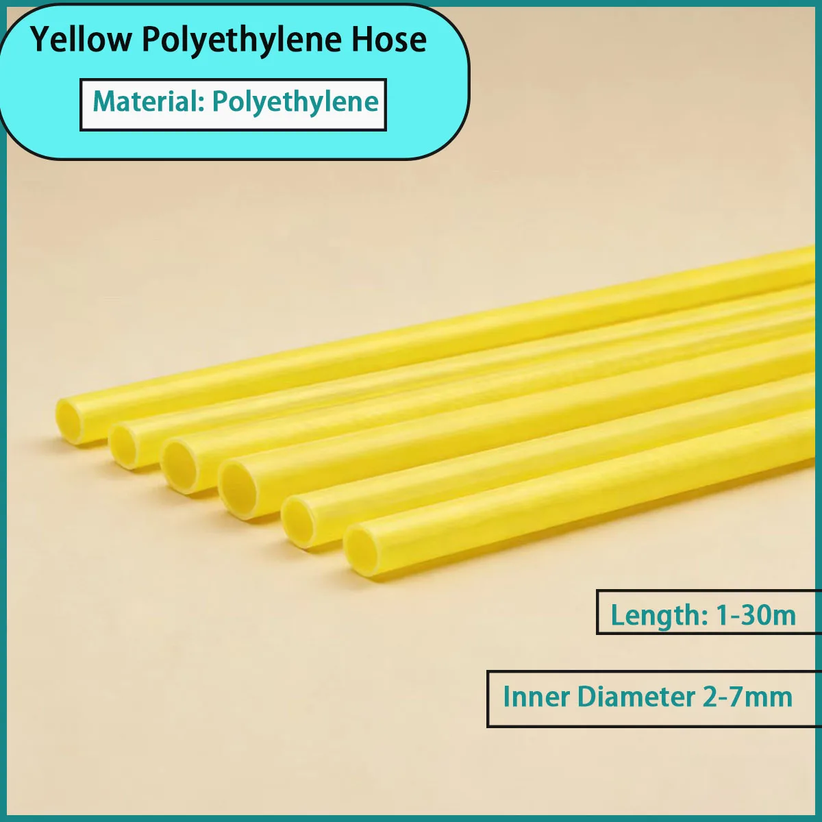 Yellow polyethylene hose with an inner diameter of 2-7mm is used for agricultural irrigation,industrial fluid transportation,etc
