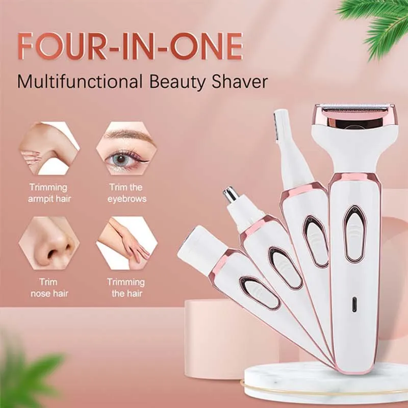4 In 1 Bikini Trimmer Body Epilator Painless Lady Electric Shaver Hair Remover Set Underarm Eyebrow Nose Hair Trimmer