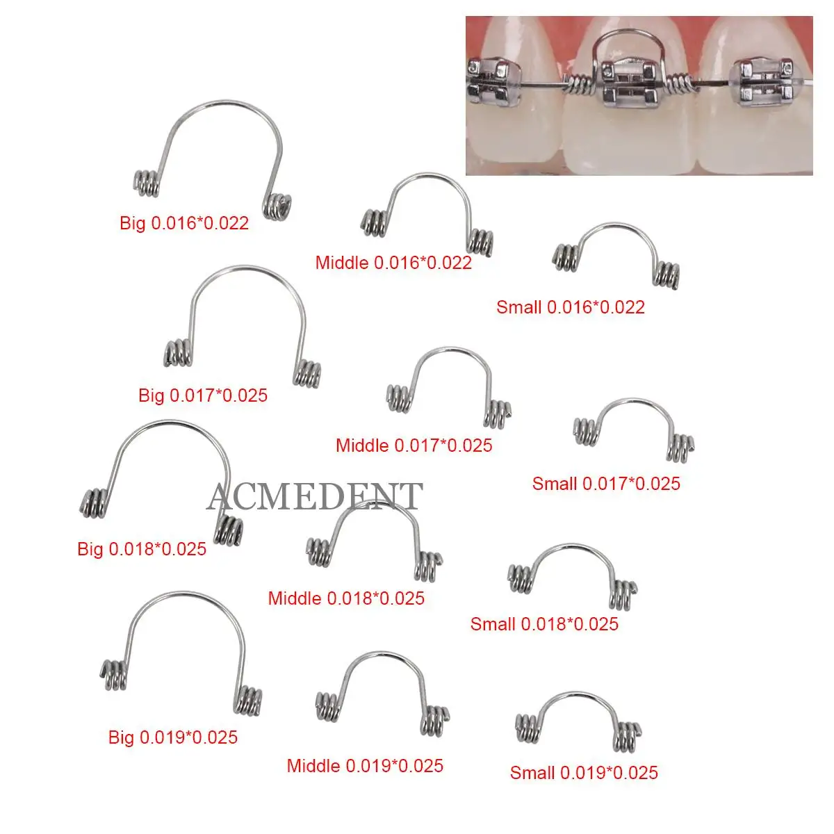 50Pieces Dental Orthodontic Torque Spring Single Anterior Teeth Torquing Spring Orthodontic Archwire Orthodontic Bracket