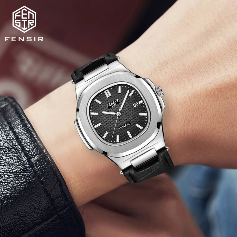 

Nautilus Series Luxury Business Men's Watch, High-End Wristwatch, Waterproof Leather Strap with Calendar Display, Fashionable, Casual, Unique, Simple Quartz Watch for Men, Suitable for Various Occasions