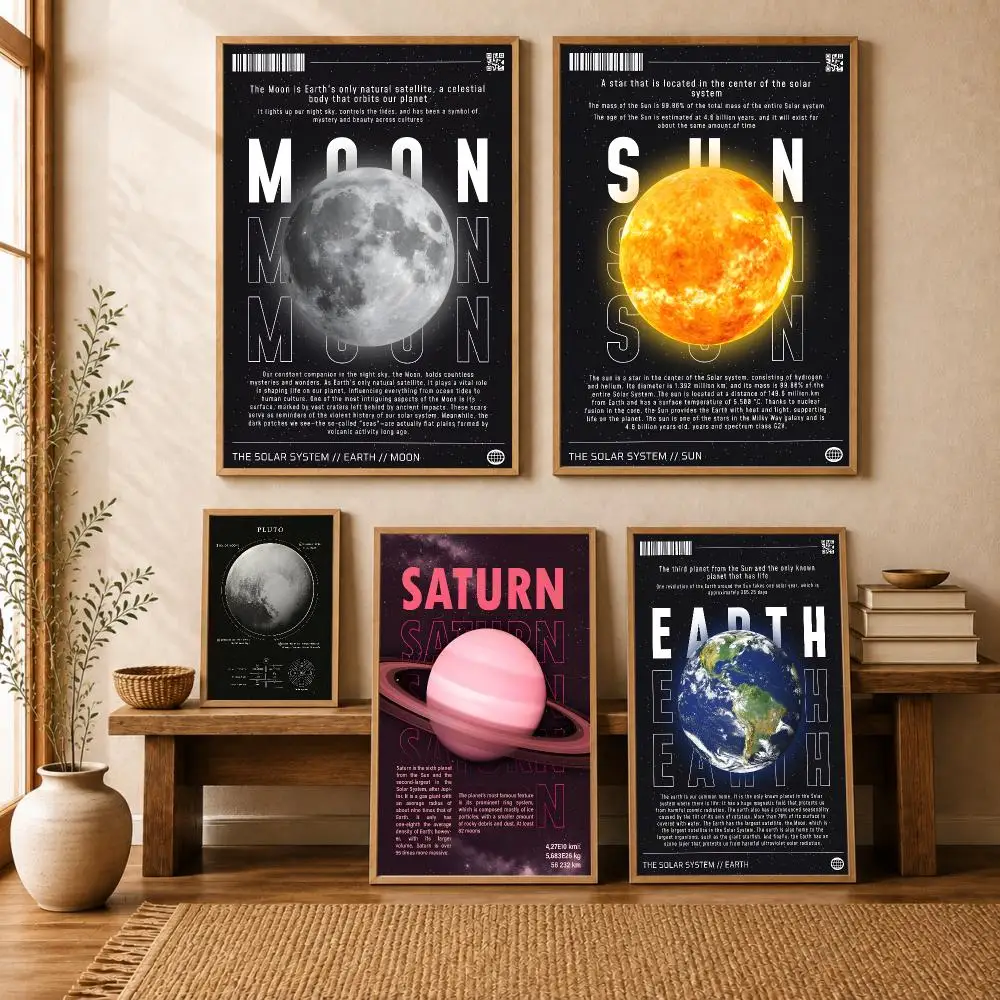 Art Solar System Planet Space Vibrant Poster Modern Home Living Bedroom Bar Hallway Waterproof Wall Art Aesthetic Decor