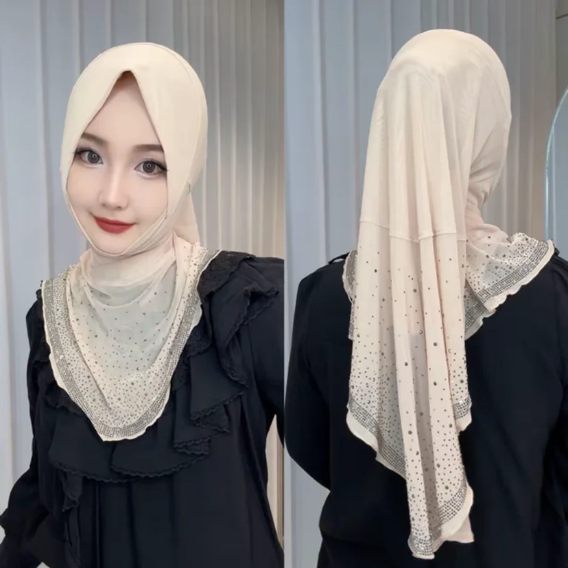 

2025 Two Layers Mesh Airy Summer Muslim Shawls Hijab’s