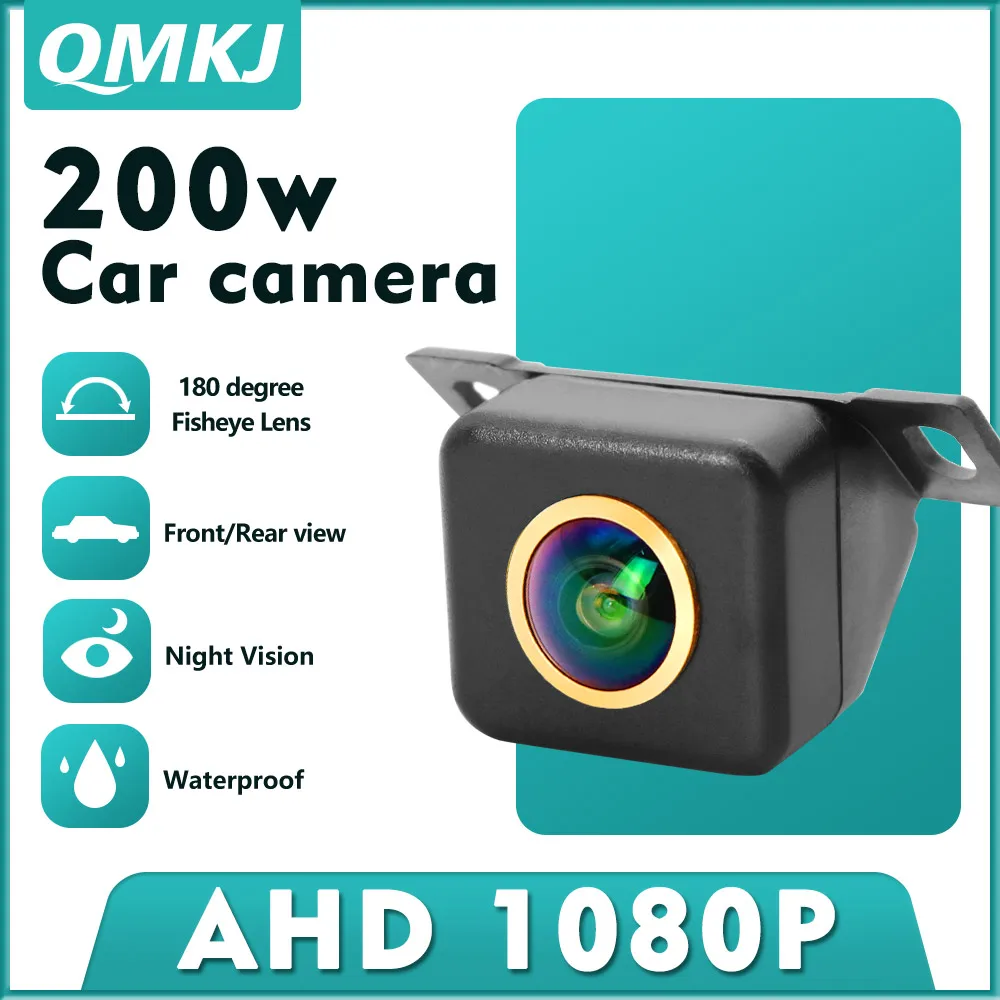 QMKJ 1080P AHD Car Rear View Camera 180 Degree Lens Night Vision Vehicle Rear View Reverse Camera CVBS Parking Assistance Camera