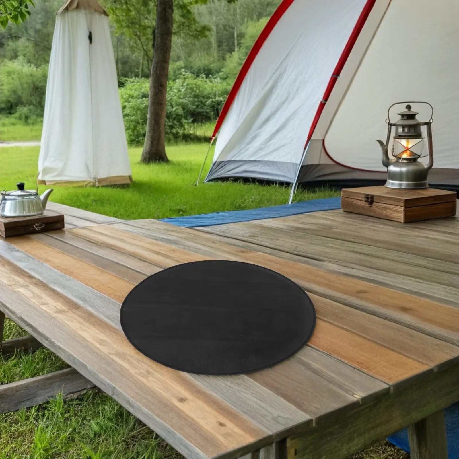 24 Inch Round Heat Resistant Fireproof Mat Outdoor Bbq Grill Pad Fire Pit Floor Protector Camping Barbecue Deck Safety Mat view 4
